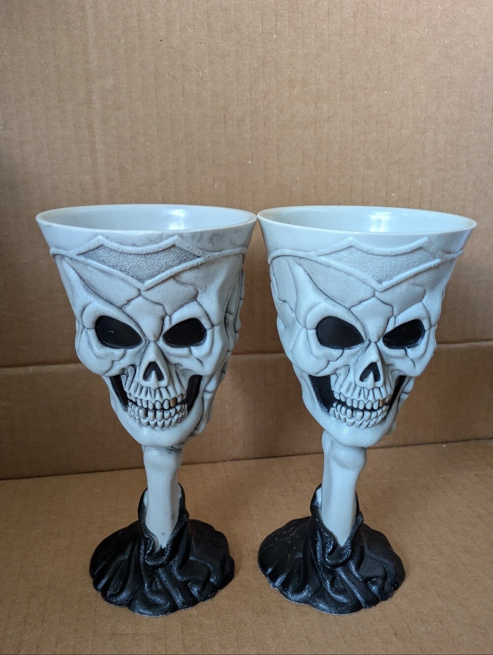 Skull Goblets Wine Glasses Set White and Black Gothic Chalices